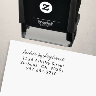 Script Lashes Studio Name Return Address Phone Self-inking Stamp