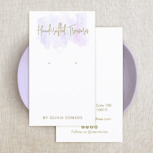 Script Lavender Watercolor Earring Jewellery Displ Business Card