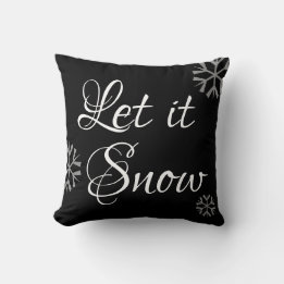 script LET IT SNOW - typography Cushion
