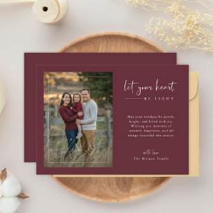 Script Let Your Heart Be Light Photo Christmas Holiday Card