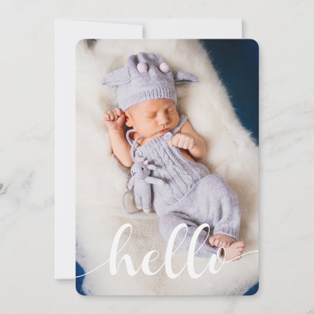 Script Lettering Baby Birth Announcements (Front)