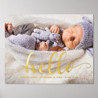 Script Lettering "Hello" Baby Photo 