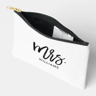 Script Lettering "Mrs Last Name" Accessory Pouch