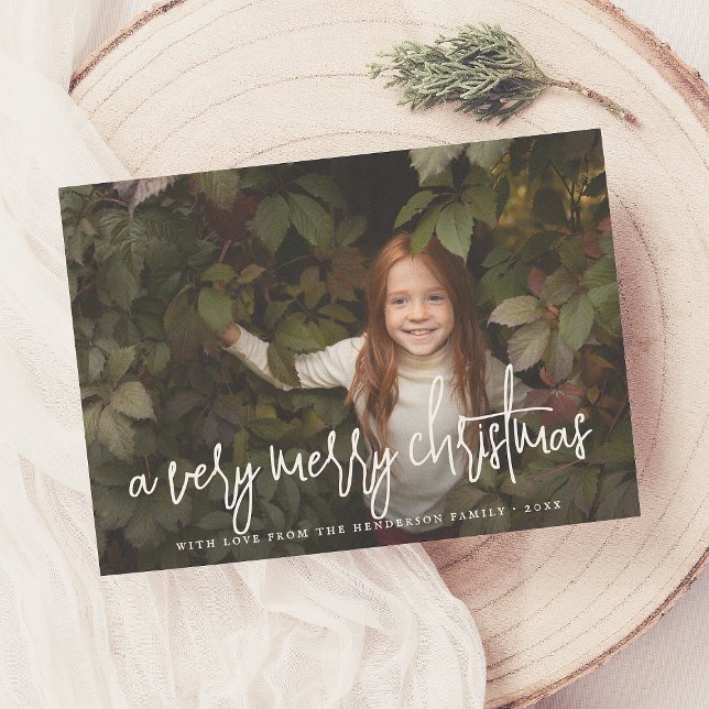 Script Lettering & Stars Christmas Holiday Photo Card (Creator Uploaded)
