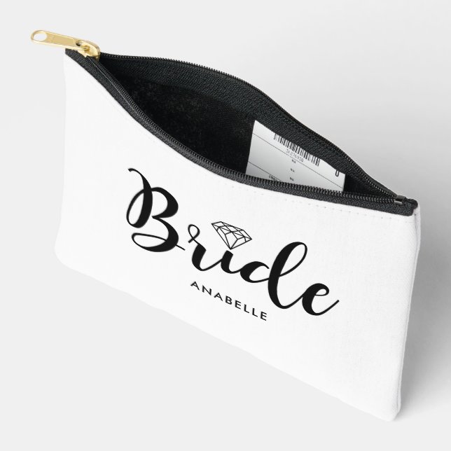 Script Letters "Bride" Personalised Accessory Pouch (Open)