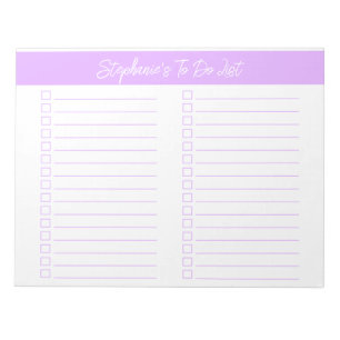 Script Light Lavender 8.5x11 Two Column Checklist Notepad