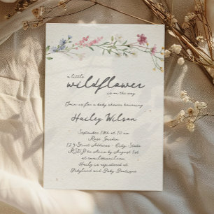 Script Little Wildflower Baby Shower Invitation