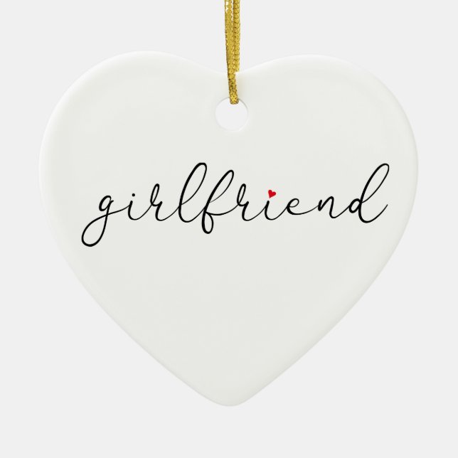 Script Love Heart Girlfriend Definition Ceramic Tree Decoration (Front)
