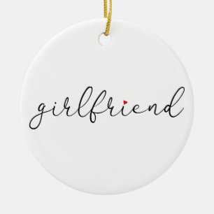 Script Love Heart Girlfriend Definition Ceramic Tree Decoration