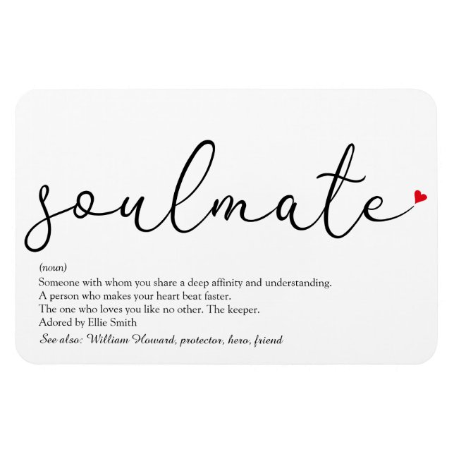 Script Love Heart Soulmate Definition Magnet (Horizontal)