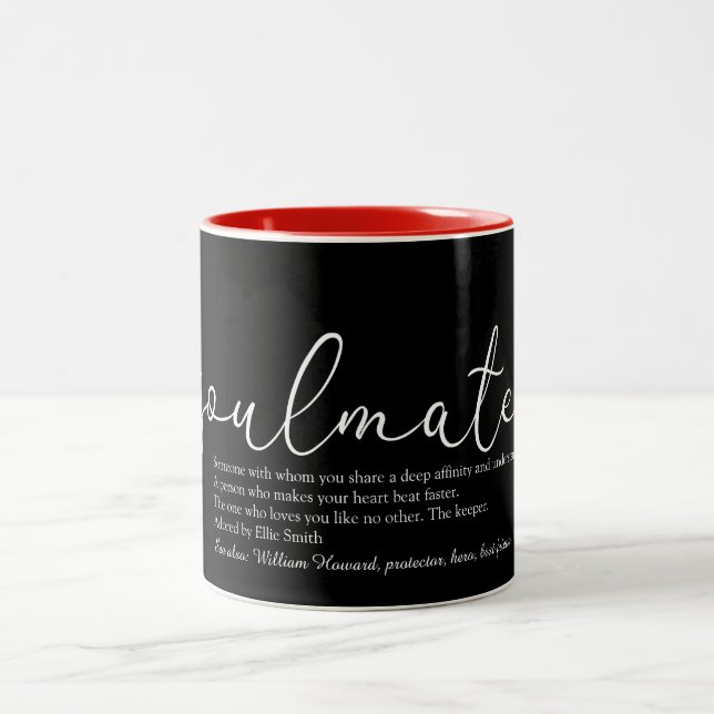 Script Love Heart Soulmate Definition Two-Tone Coffee Mug (Center)