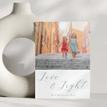 Script Love Light Simple Hanukkah 2 Blue Photo Holiday Card<br><div class="desc">Script Love Light Simple Hanukkah 2 Blue Photo Holiday Card</div>