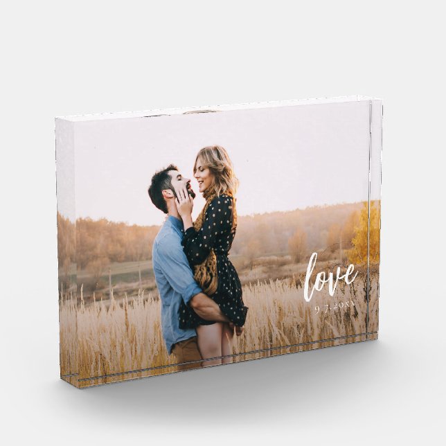 Script Love Personalised Couples Photo Block (Left)