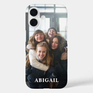 Script Love Photo Overlay Elegant Monogrammed Name iPhone 16 Case