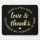 Script Love & Thanks Black & Gold Return Address