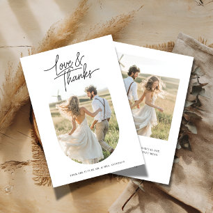 Script Love & Thanks Capsule Photo Couples Shower Thank You Card