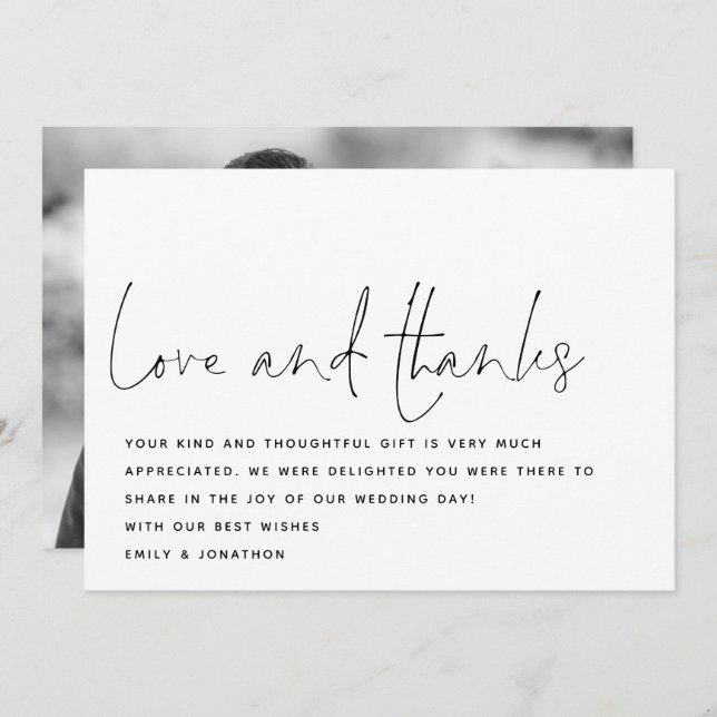 Script Love Thanks Photo Wedding Thank You (Front/Back)