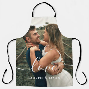 Script Love Wedding Photo Apron