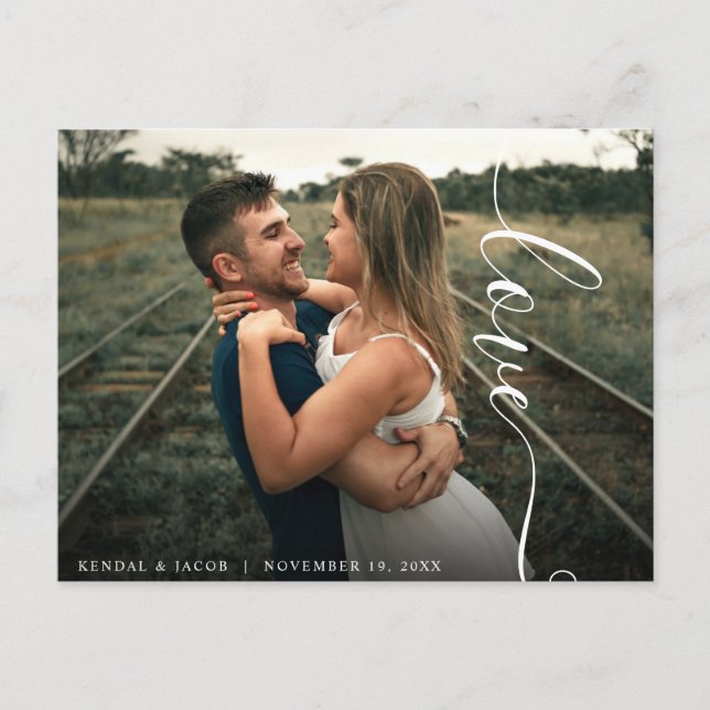 Script Love Wedding Photo  Postcard (Front)