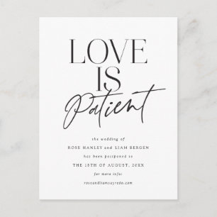 Script Love Wedding Postponed Change the Date Postcard