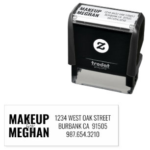 Script Makeup Studio Name Return Address Phone Self-inking Stamp