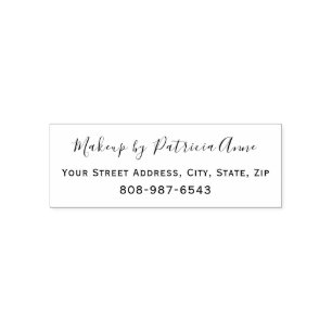 Script Makeup Studio Name Return Address Phone Self-inking Stamp