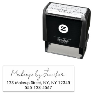 Script Makeup Studio Name Return Address Phone Self-inking Stamp