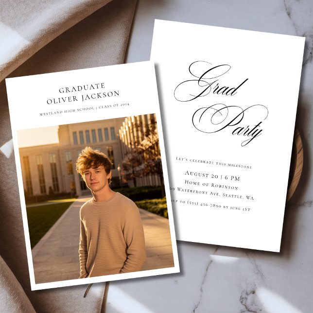 Script Masters Degree Western Graduation Photo Invitation (Creator Uploaded)