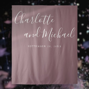 Script Mauve Wedding Photo Booth Backdrop Tapestry