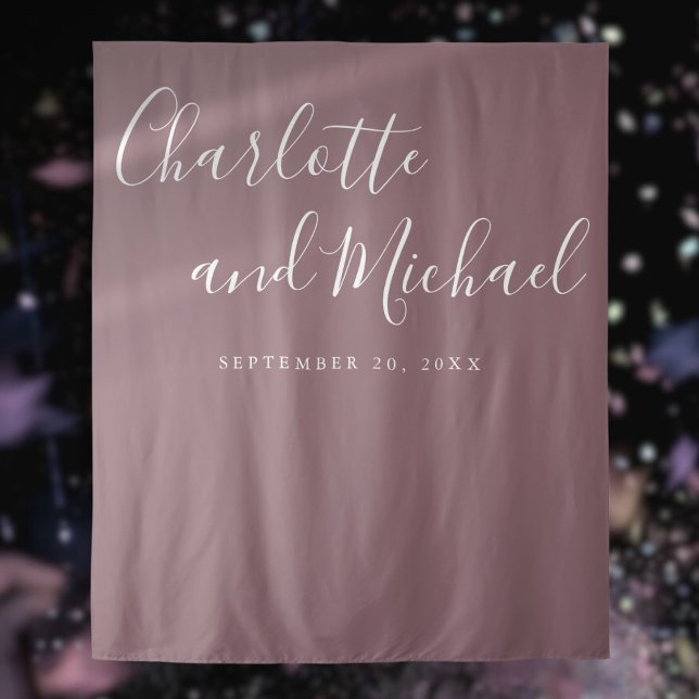 Script Mauve Wedding Photo Booth Backdrop Tapestry (Script Mauve Wedding Photo Booth Backdrop)