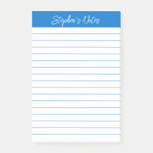 Script Medium Blue Lined Personalised Post-it Notes