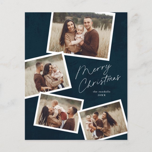 Script Merry Christmas 4 Photo Budget Holiday Card (Front)