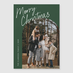 Script Merry Christmas Arch Photo Magnetic Card