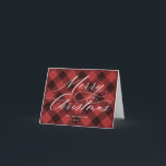 Script Merry Christmas Buffalo Check Red Holiday Card<br><div class="desc">This stylish and modern Christmas card features elegant modern calligraphy script with a red and black buffalo check watercolored pattern. Add your own pre-printed text to the inside or simply delete the sample text to keep it blank for your own handwritten note.</div>