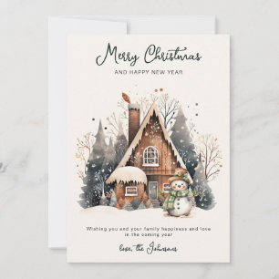 Script Merry Christmas Flat Holiday Card