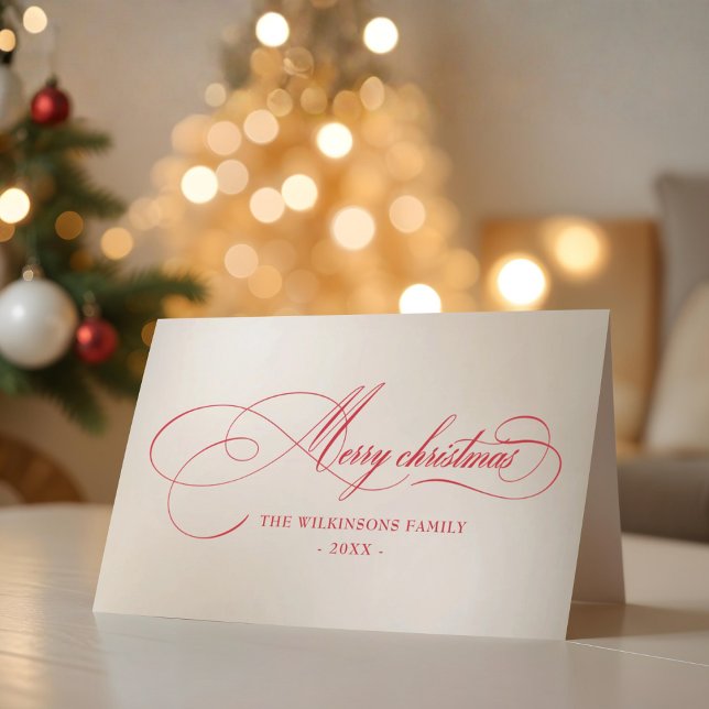 Script Merry Christmas Folded Holiday Card (Creator Uploaded)