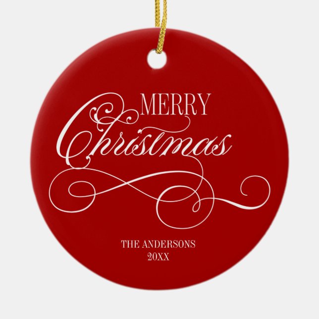 Script Merry Christmas Holiday Ceramic Tree Decoration (Front)