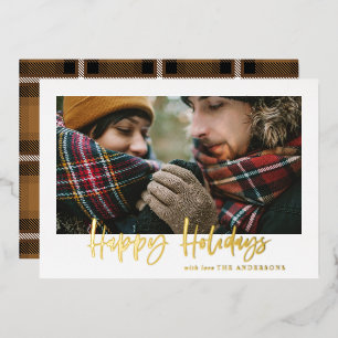 script merry christmas mustard tartan photo