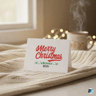 Script Merry Christmas Red With Name and Year Holiday Card