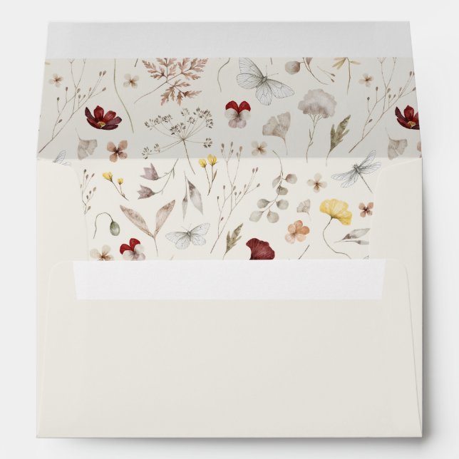 Script Merry Christmas Wildflower Return Address Envelope (Back (Bottom))
