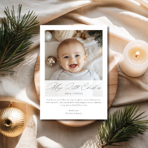 Script Merry Little Christmas Blue Baby Fun Photo Holiday Card