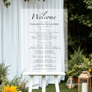 Script Minimalist Acrylic Ceremony Program Sign