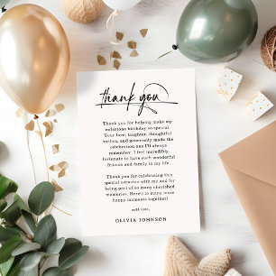 Script Minimalist Birthday Thank You Card