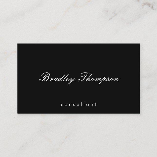Script | Minimalist Black Business Card (Front)