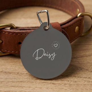 Script Mocha Brown Cute Dog Personalised Pet Tag