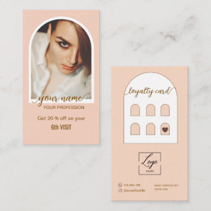 Script Modern arch pink photo logo Loyalty Card
