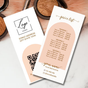 Script Modern arch pink qr code logo price list Rack Card