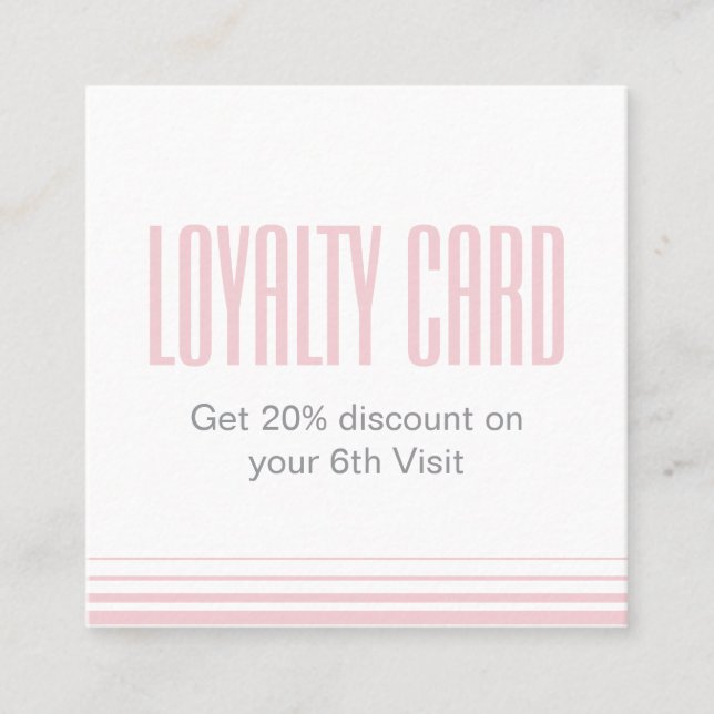Script Modern Blush Pink and white Loyalty Card (Front)