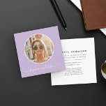 Script Modern Chic Photo Lilac Purple Social Media<br><div class="desc">Modern and chic,  this simple minimalist business card / calling card showcases your photo in an Instagram style circle,  surrounded by a lilac purple backdrop alongside your name in handwritten script calligraphy. On the back is plenty of space for social media handles and any other contact information.</div>