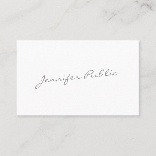 Script Modern Elegant Calligraphed Plain Trendy Business Card (Front)